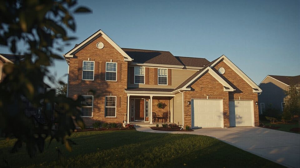 A two-story brick suburban family home in Michigan — conventional mortgage financing