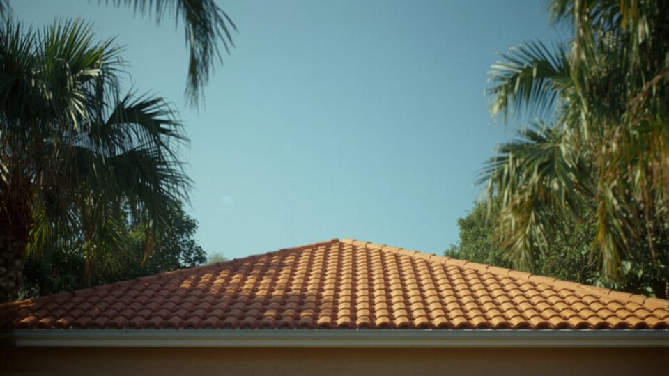A bright Florida home with palm trees and blue sky